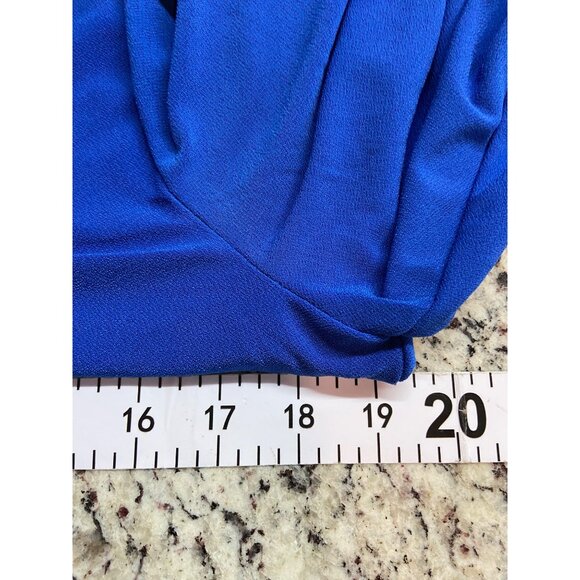 CeCe Blouse M Royal Blue Keyhole Back 3/4 Sleeve Tie Neck Elegant Design Career - Picture 6 of 8